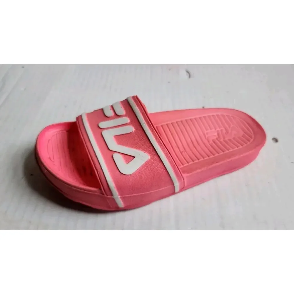 FILA Slides Sandals Shoes Size W 5 Beach Shower Pink/White Slip On Lounge Wear